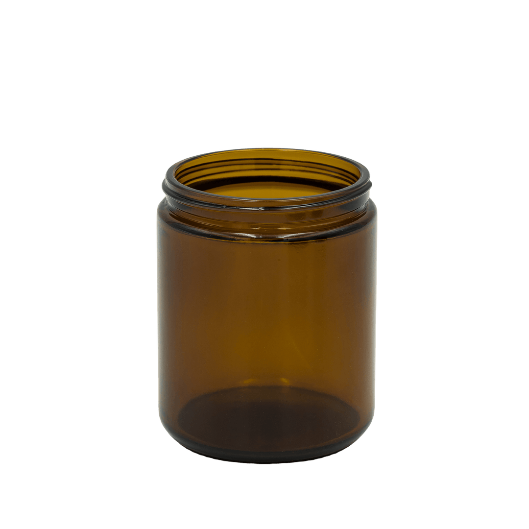 small amber apothecary style candle jar
