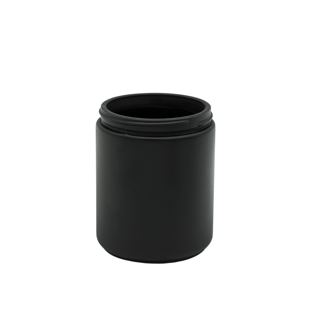 small black apothecary style candle jar