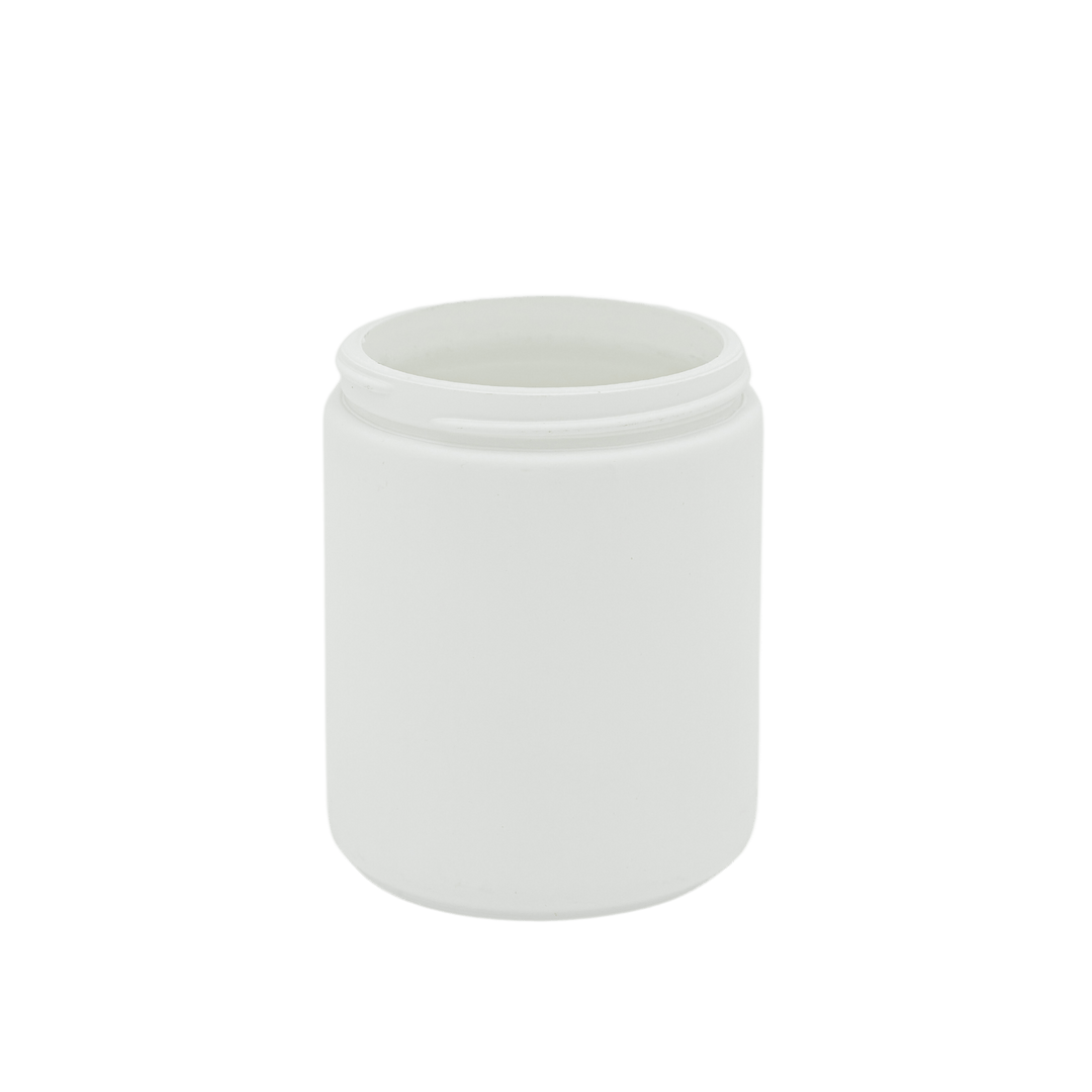 small white apothecary style candle jar