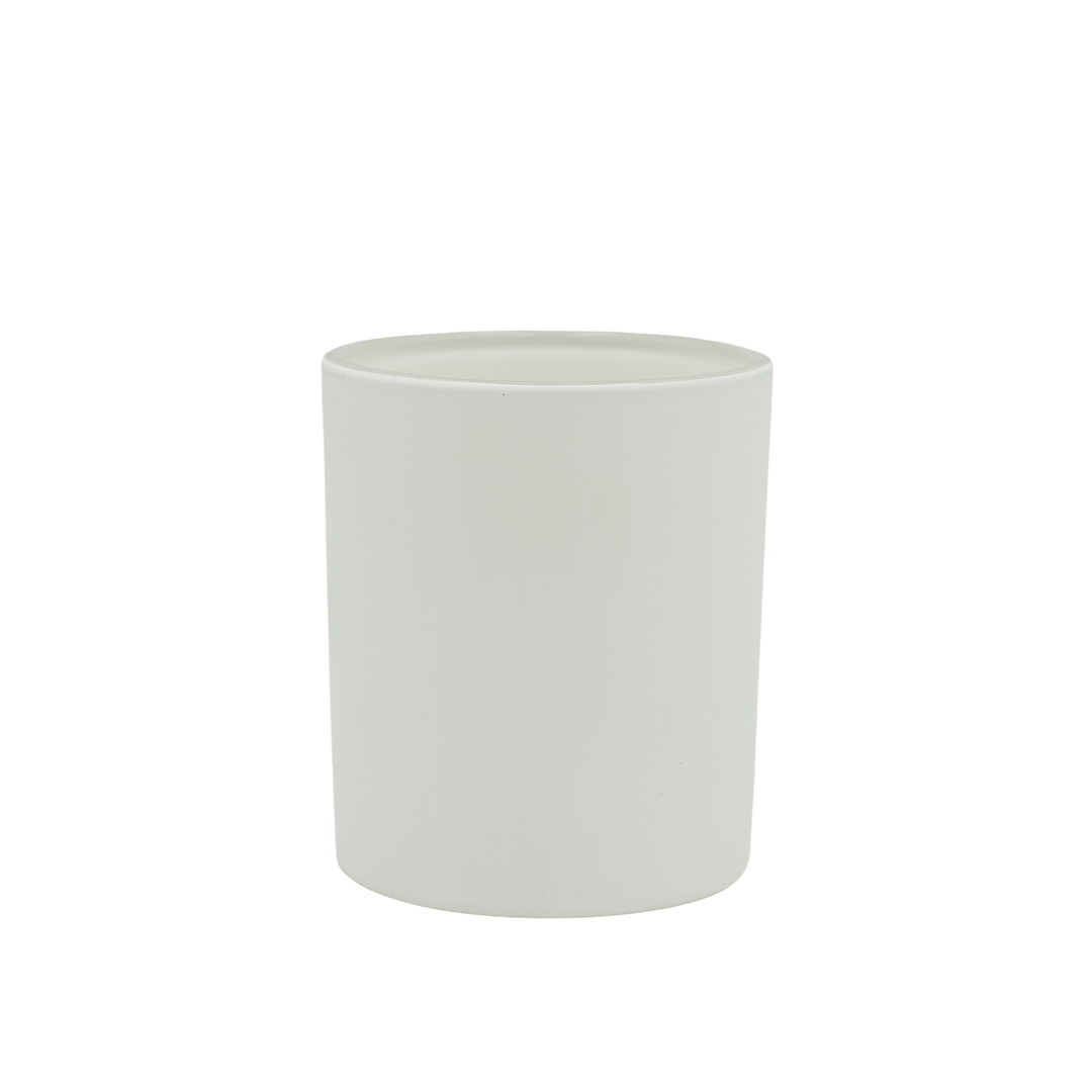 matte white round glass candle jar