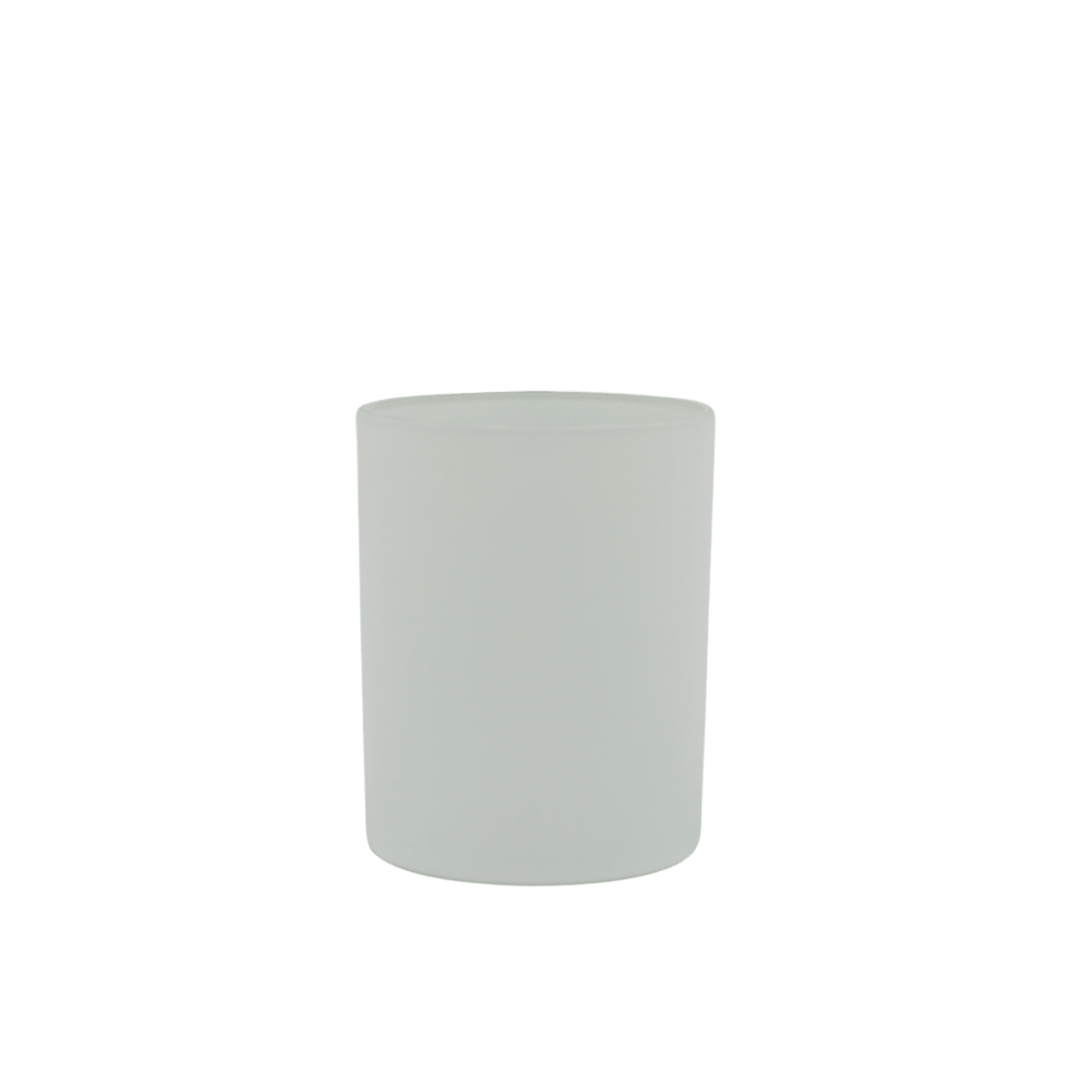 matte white round glass candle jar