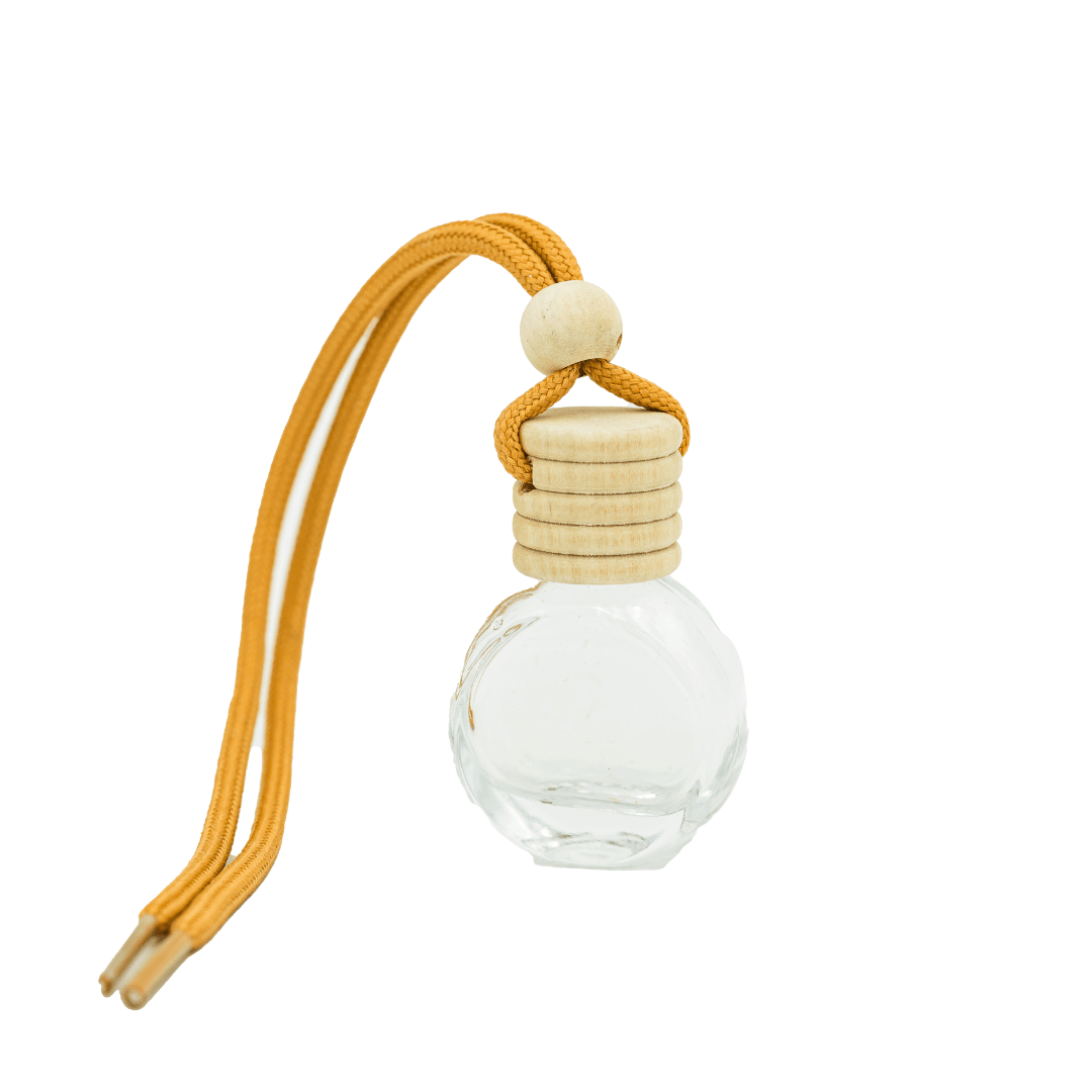 round glass base with wooden cap and natural rope finish