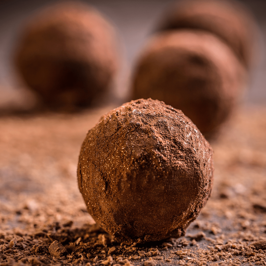 Chocolate truffle ball dusted in cocoa powder