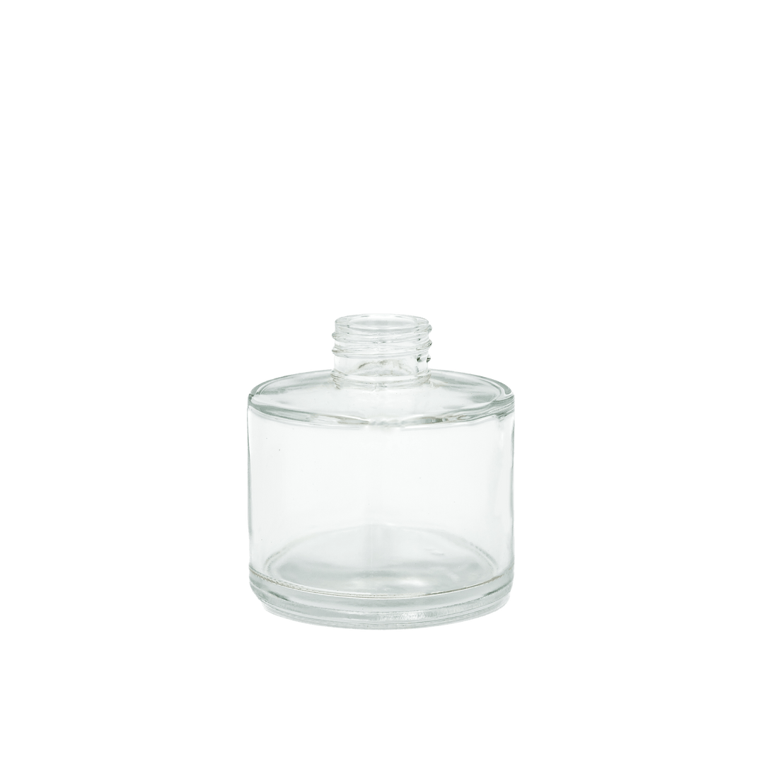 clear round glass fragrance diffuser with screw top