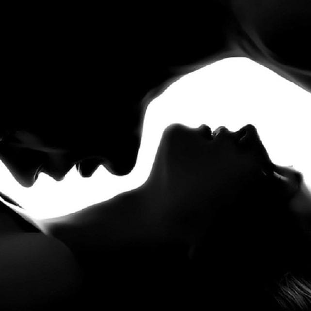 Man and woman in a romantic embrace