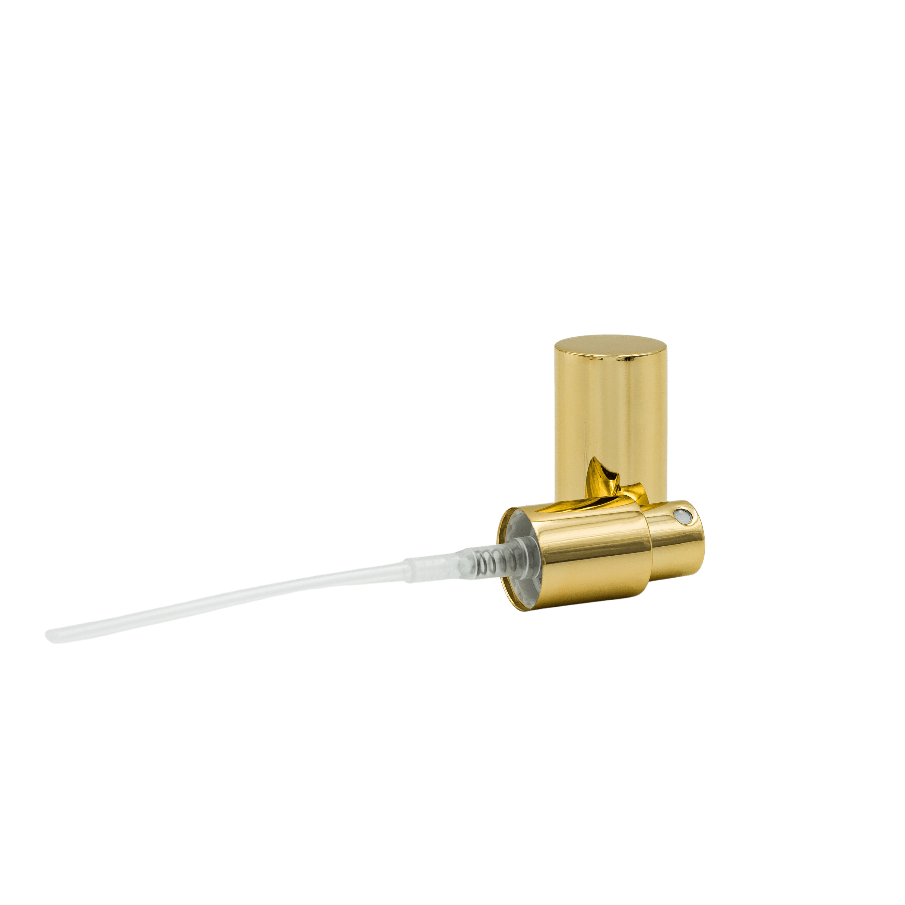 gold mister spray lying on side with matching cap