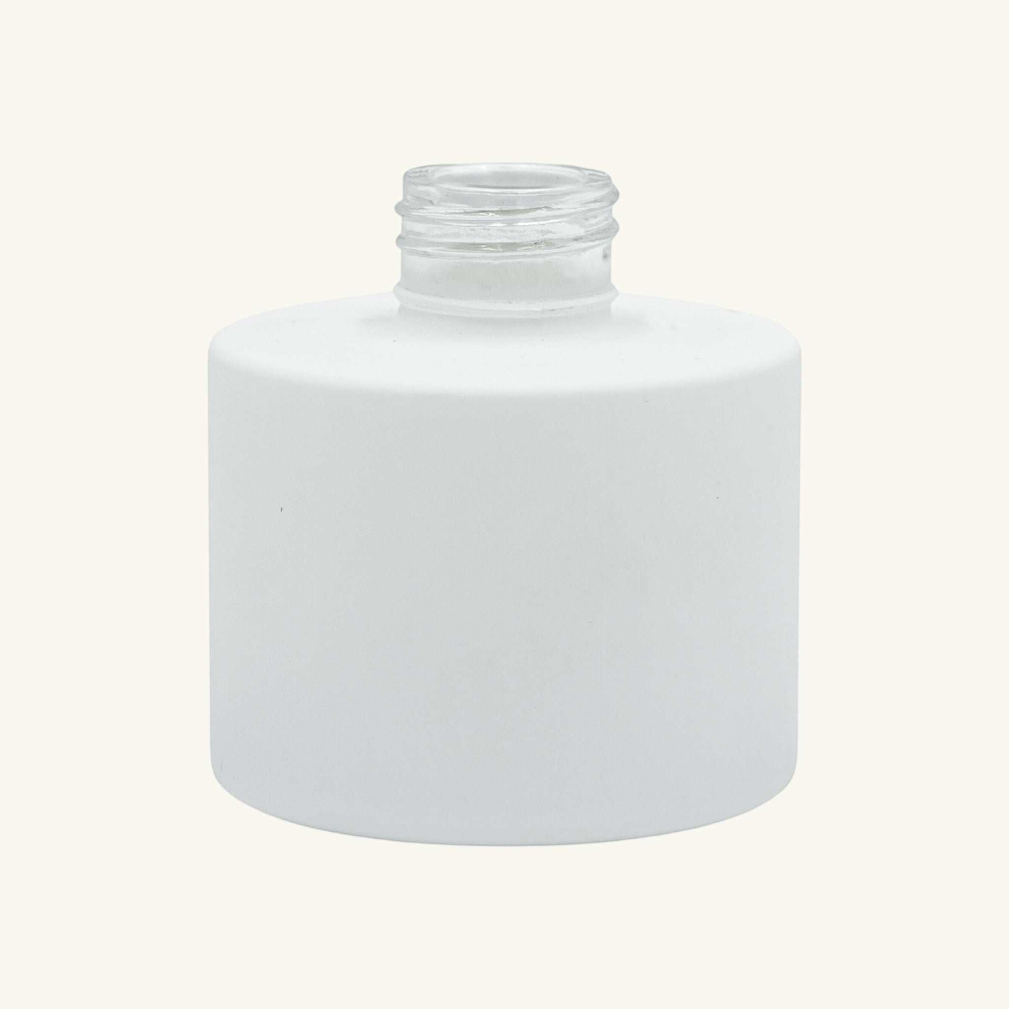 Pure Candle Supplies Melbourne 100ml round matte white glass diffuser bottle with screw top collar.