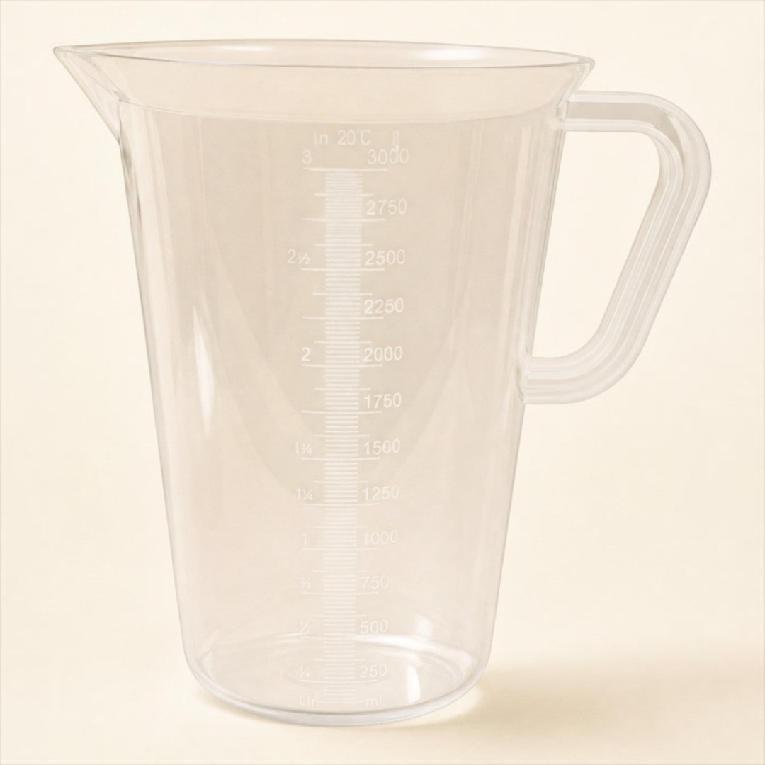 Pure Candle Supplies Melbourne 3 litre clear plastic pouring jug with measurement markings for candle making