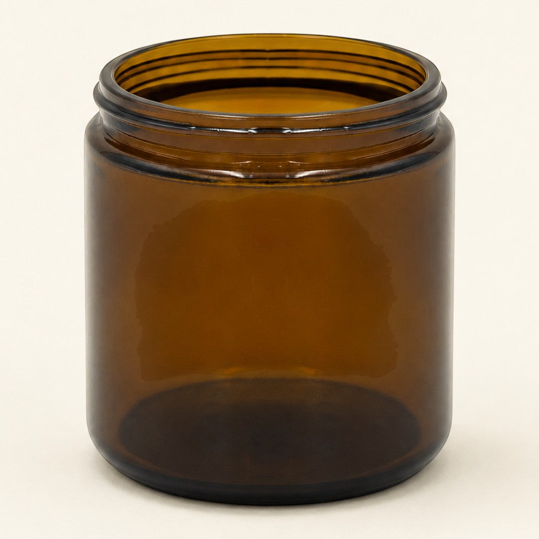 Pure Candle Supplies Melbourne extra large amber glass Archie candle jar with a vintage apothecary screw top design.