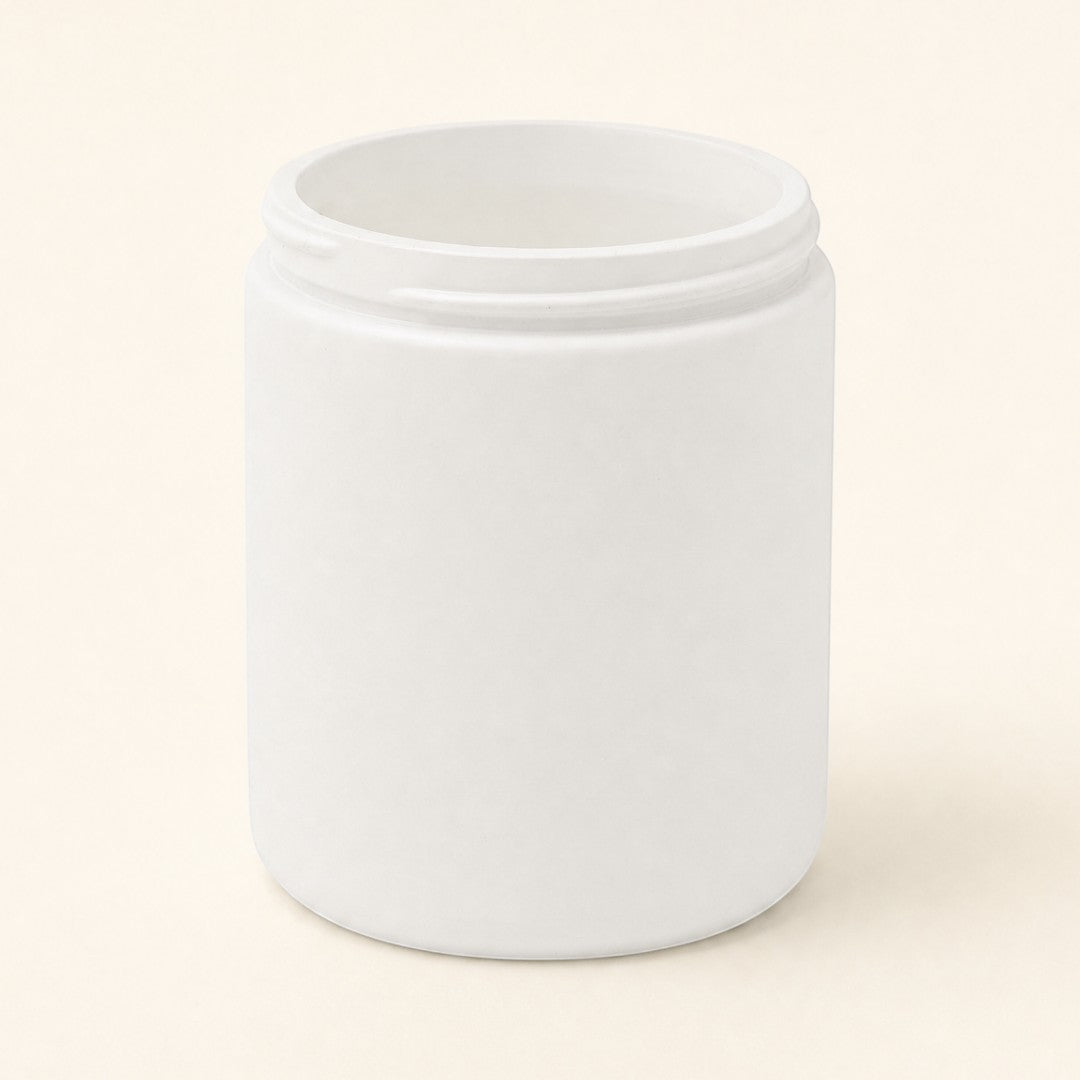 Pure Candle Supplies Melbourne small Archie candle jar in matte white with a vintage apothecary screw top design