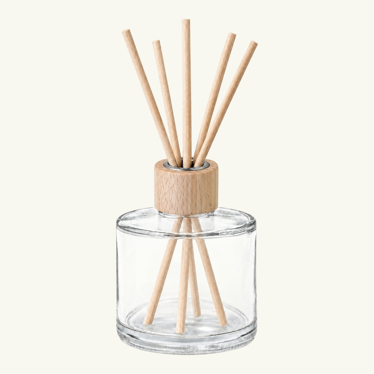 Pure Candle Supplies Melbourne beechwood diffuser cap on a clear glass base with reed sticks