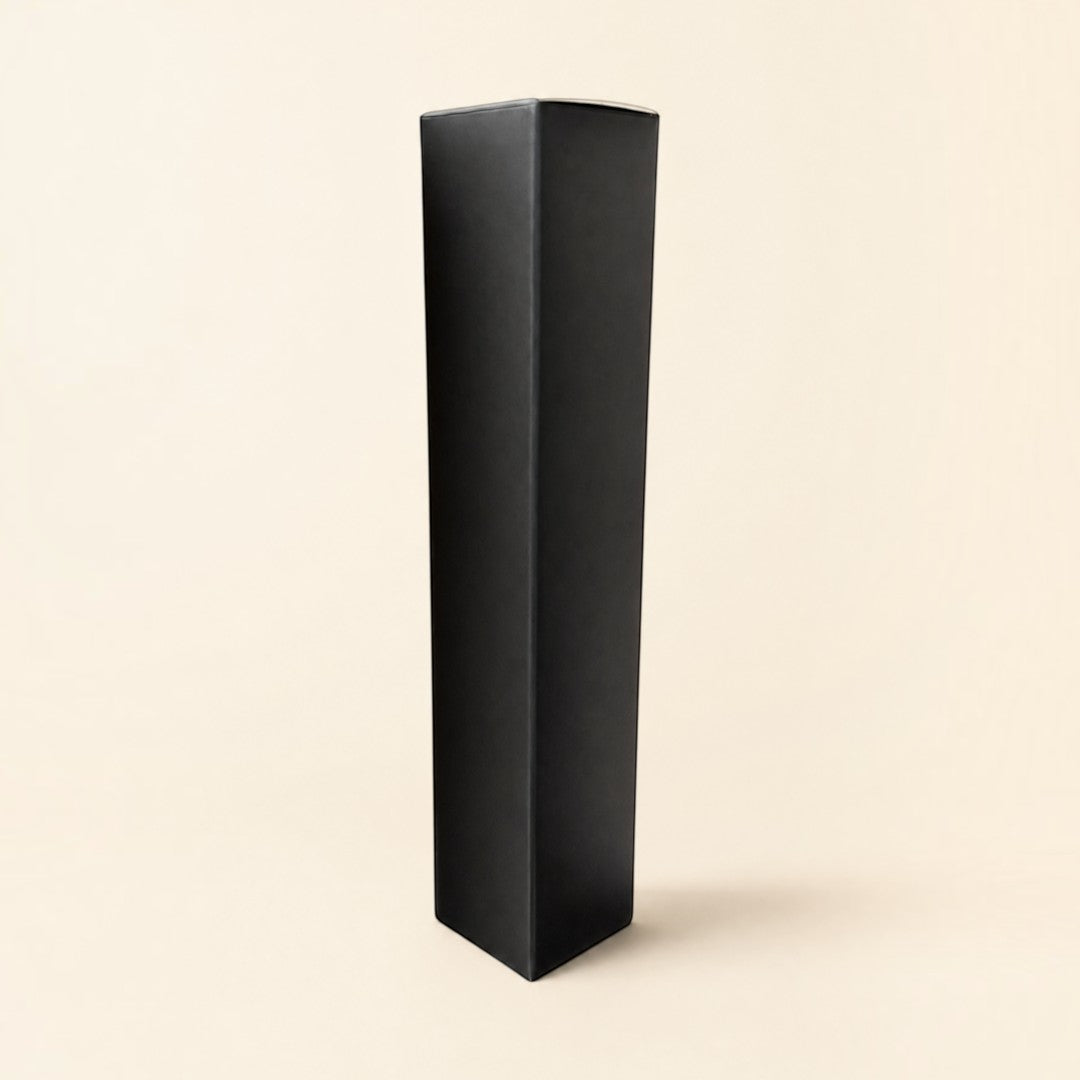 Pure Candle Supplies Melbourne black 50ml perfume bottle packaging with an origami-style interlocking base.