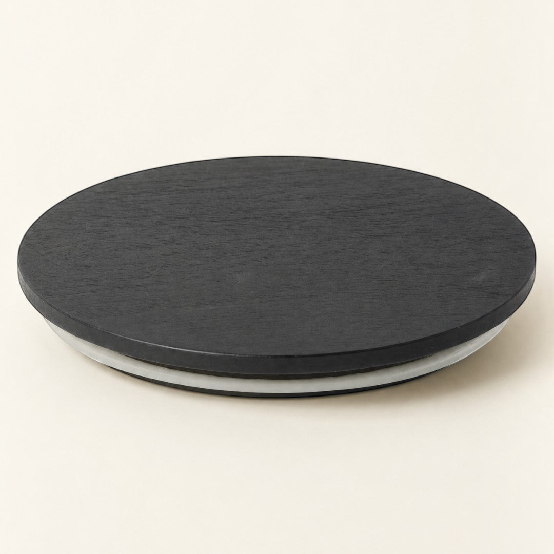 Pure Candle Supplies Melbourne extra large black timber candle lid with a 4mm profile for luxury jar protection.