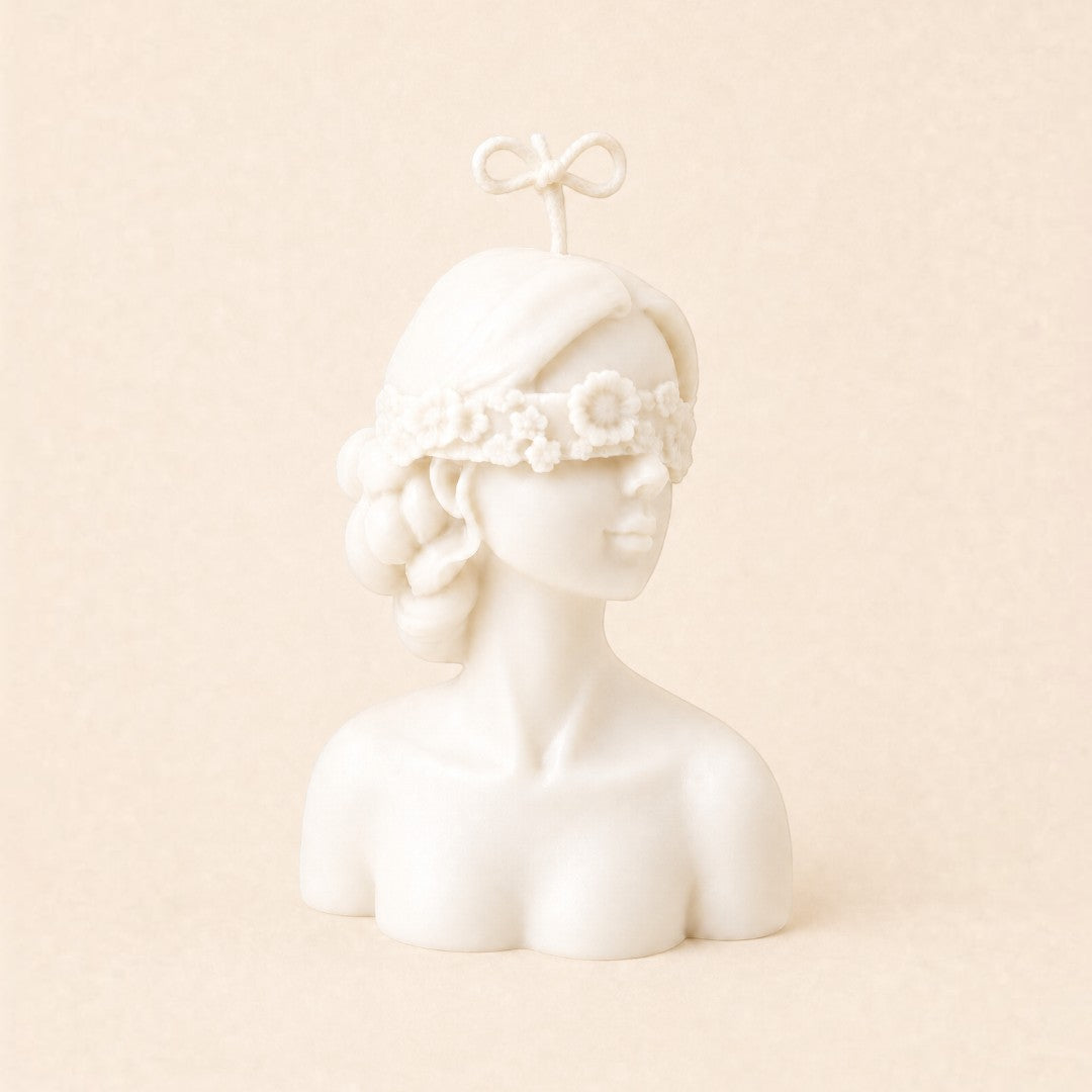 Pure Candle Supplies Melbourne blindfolded female torso candle made from a silicone mould with intricate floral detail