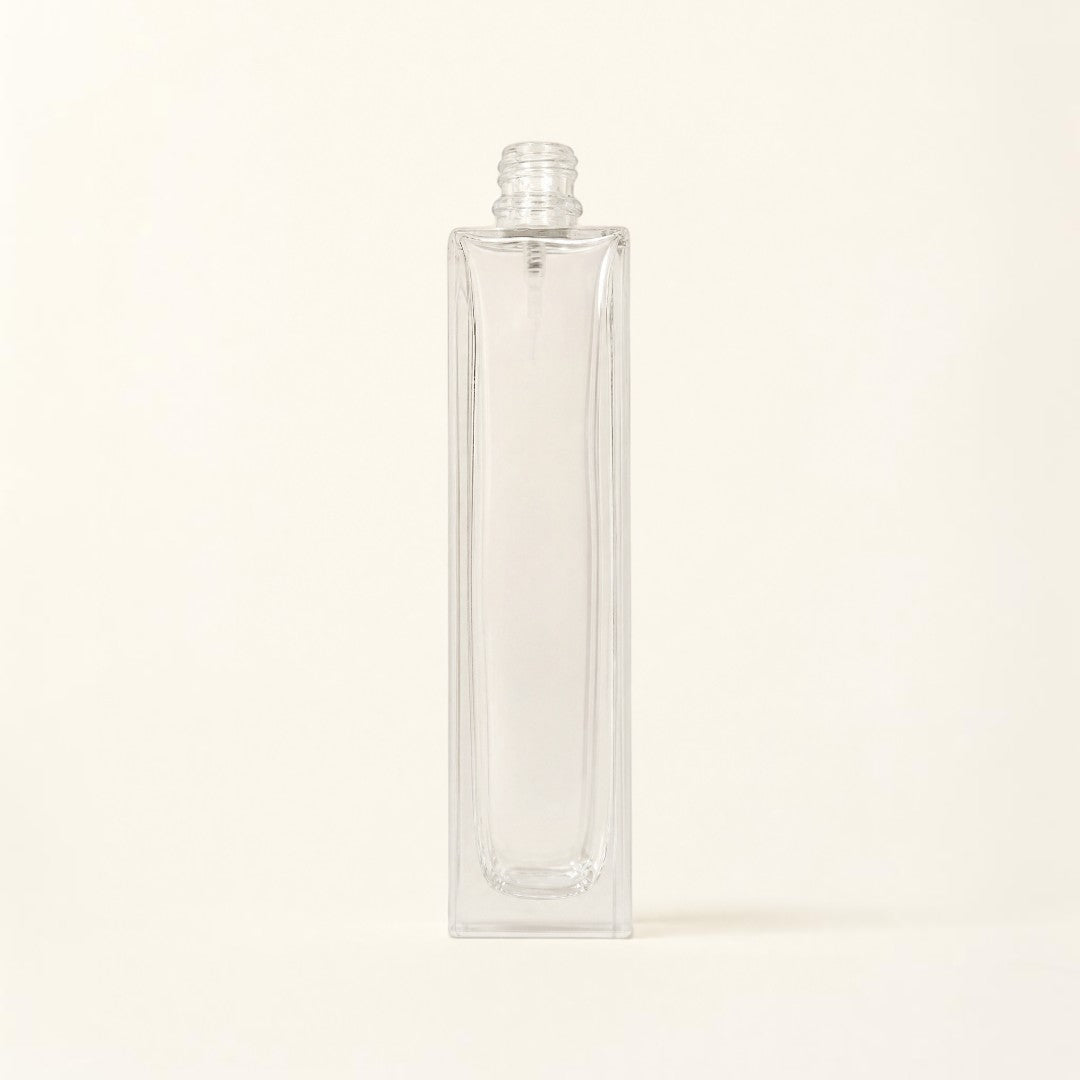 Pure Candle Supplies Melbourne 30ml clear rectangular glass perfume bottle with threaded neck