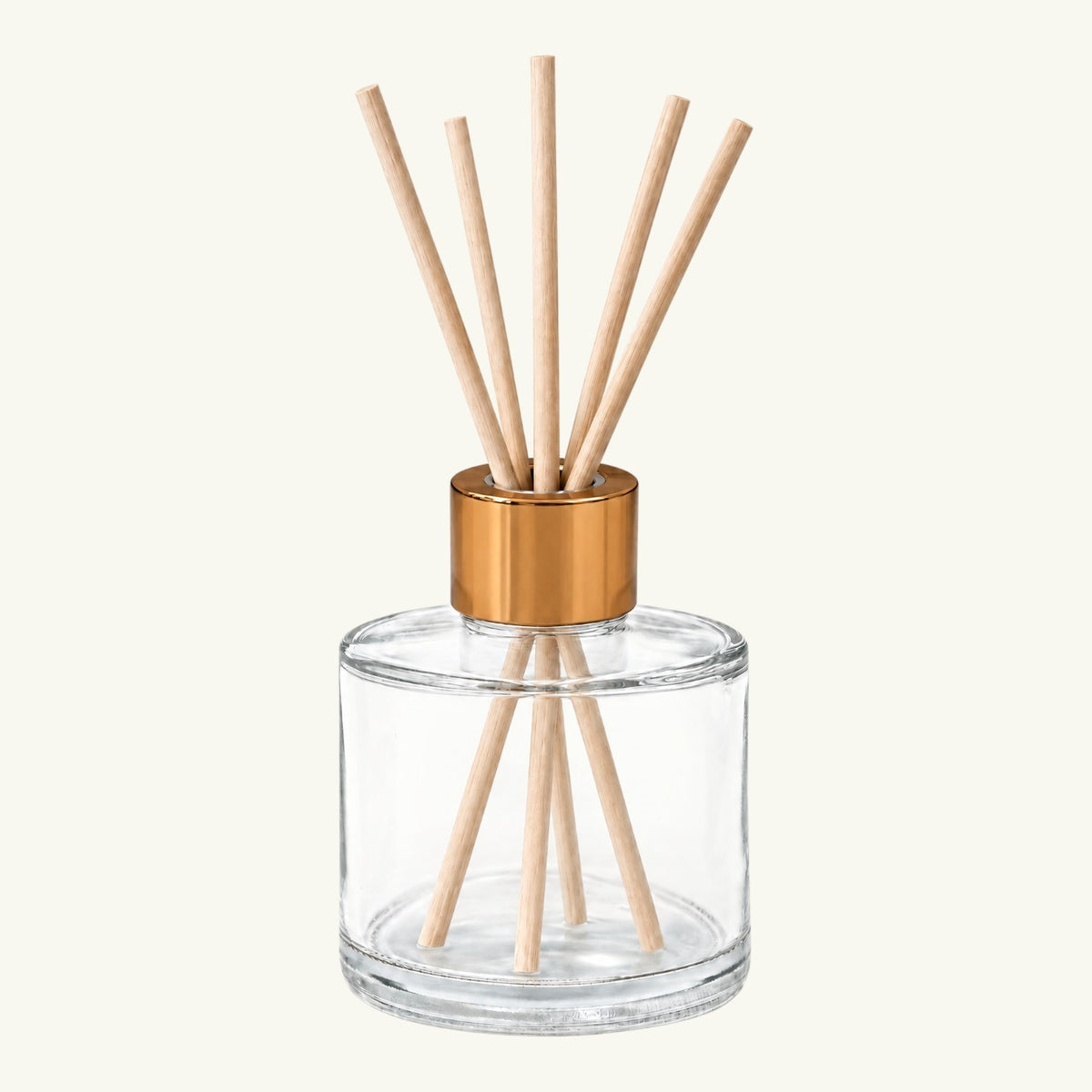 Pure Candle Supplies Melbourne copper diffuser cap on a clear glass base with wooden reed sticks