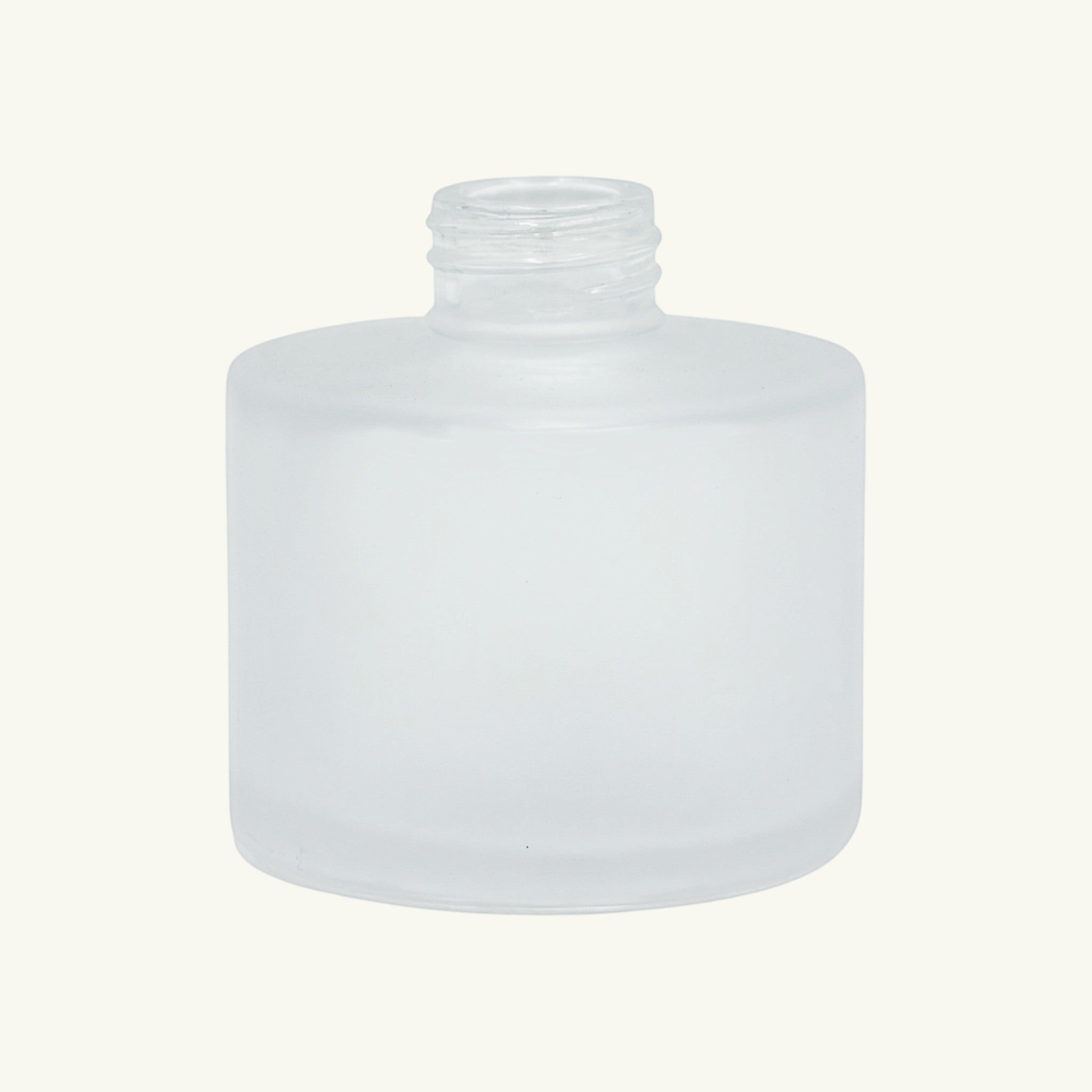 Pure Candle Supplies Melbourne frosted glass 100ml round diffuser bottle with screw top opening.