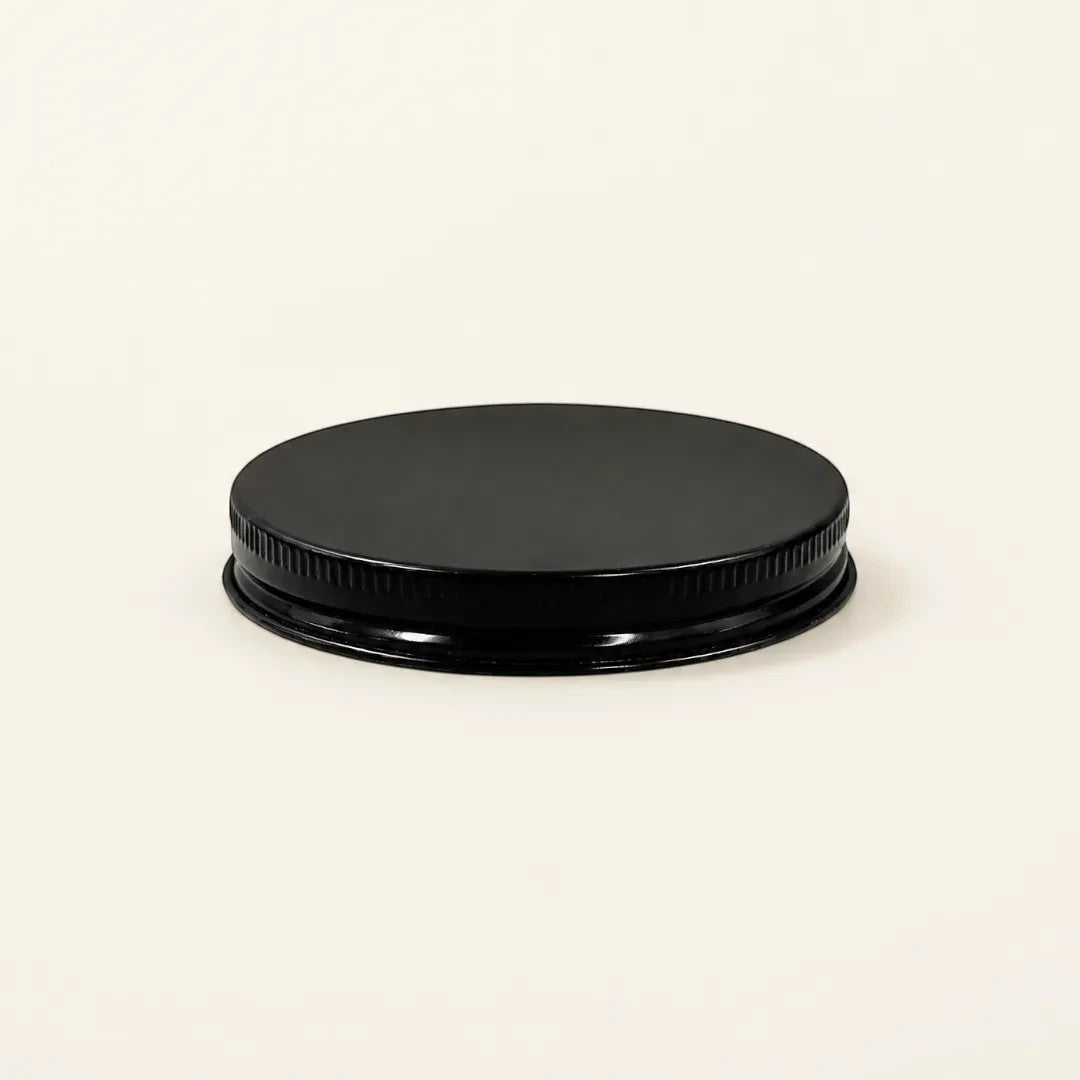 Pure Candle Supplies Melbourne small gloss black screw-on tin lid for Archie candle vessels