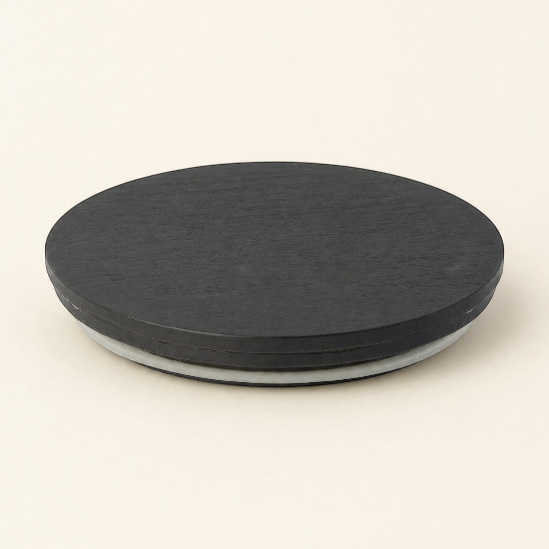 Pure Candle Supplies Melbourne large black timber candle jar lid with 6mm thickness for luxury glassware
