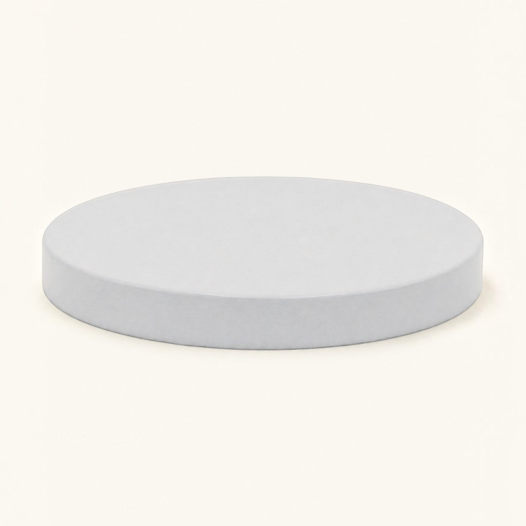 Pure Candle Supplies Melbourne large white metal candle jar lid with a smooth, minimalist design.