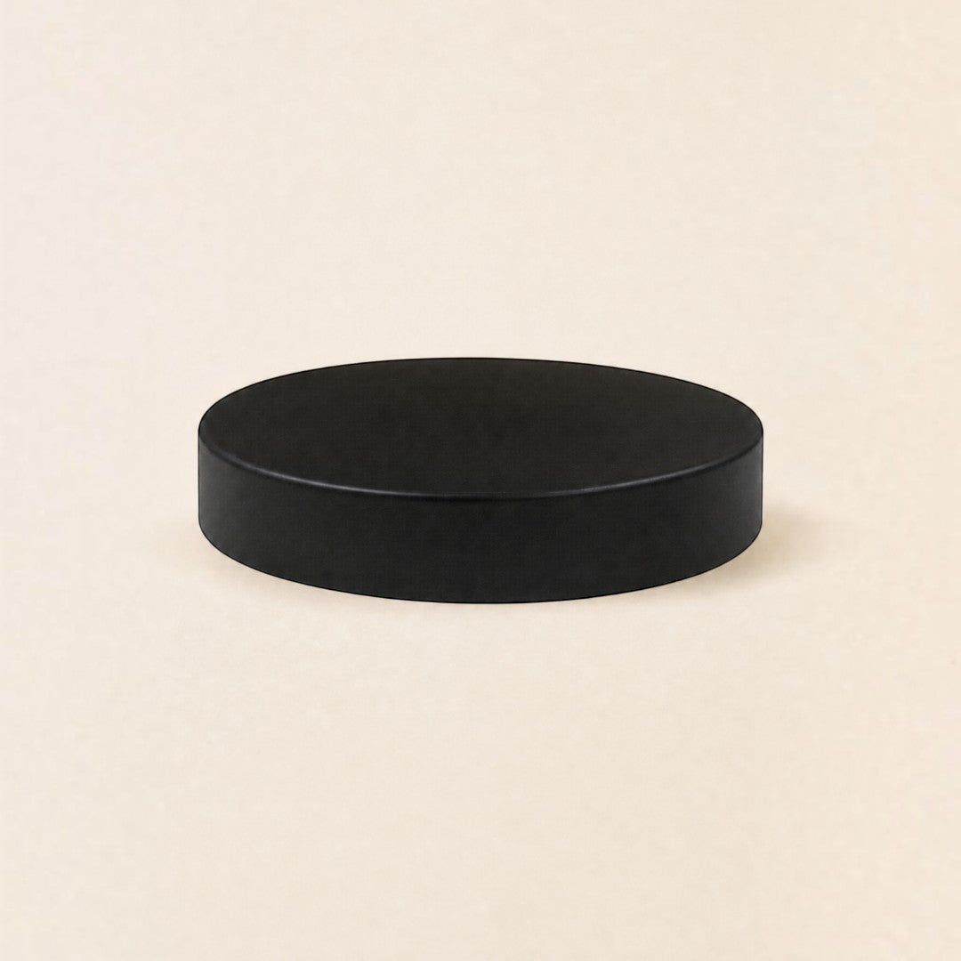 Pure Candle Supplies Melbourne Archie extra large matte black plastic screw-on candle lid on a neutral background