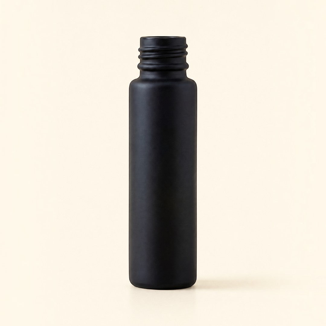 Pure Candle Supplies Melbourne 10ml matte black glass cylinder perfume bottle for fragrance and essential oils