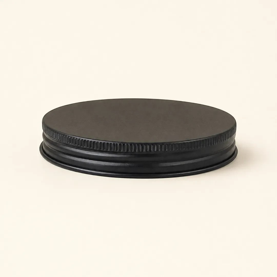 Pure Candle Supplies Melbourne matte black screw-on tin lid for extra large Archie candle vessels.