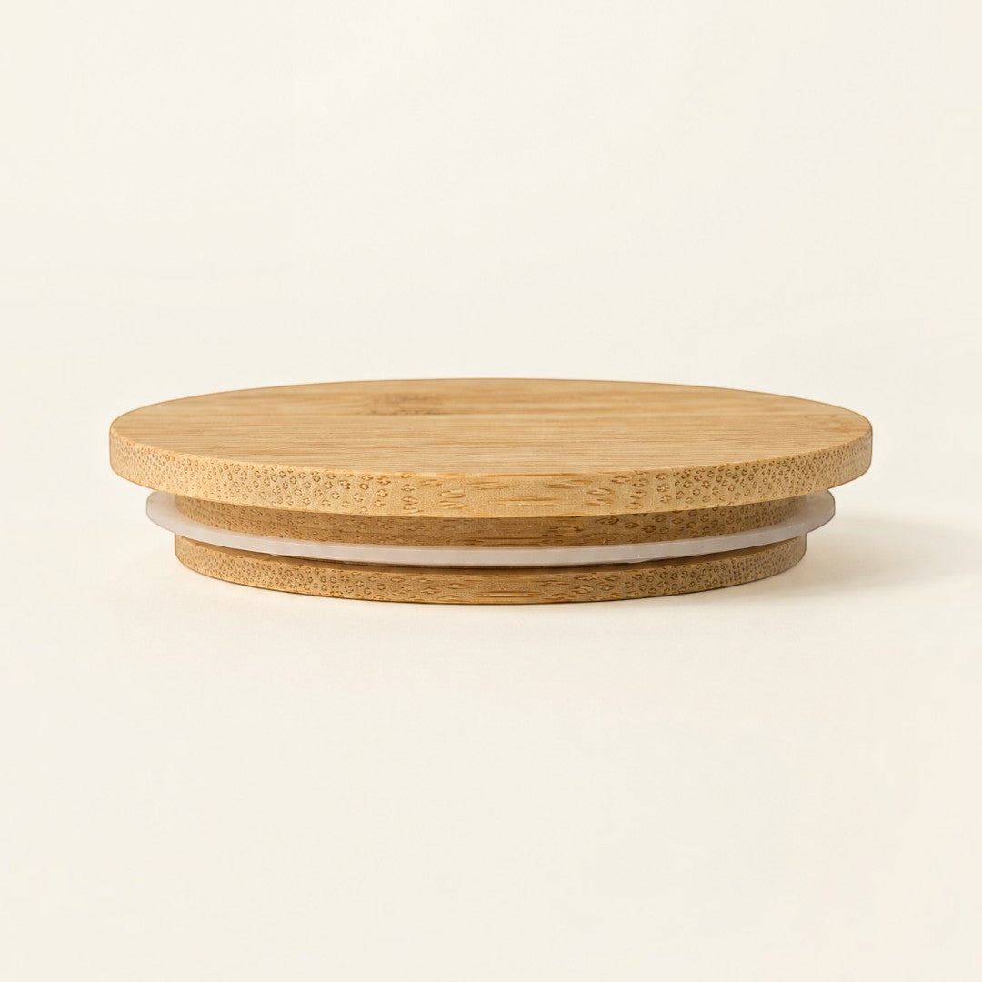 Pure Candle Supplies Melbourne medium bamboo candle jar lid with 4mm thickness and silicone seal