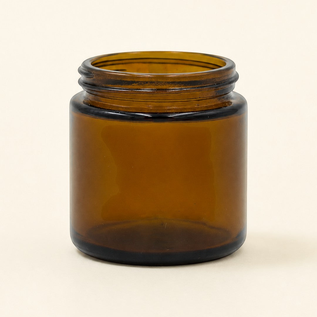 Pure Candle Supplies Melbourne mini amber glass Archie candle jar with vintage apothecary style design