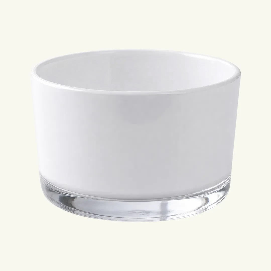 Pure Candle Supplies Melbourne Sienna mini bowl candle jar with opaque white finish and clear glass base