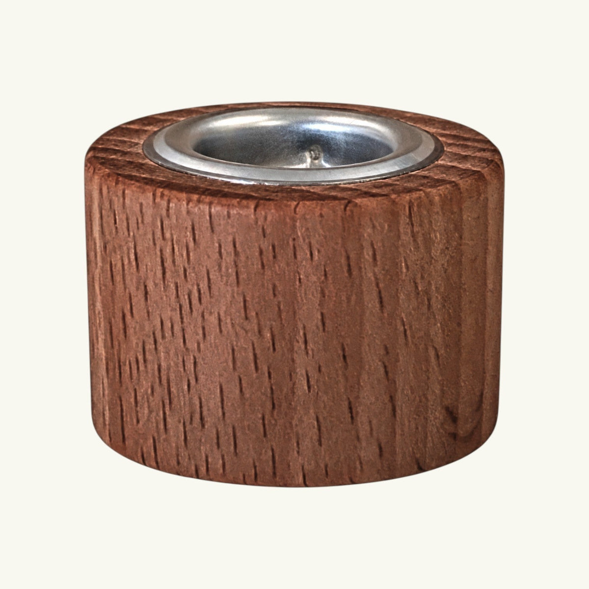 Pure Candle Supplies Melbourne walnut wood diffuser cap with a silver metal insert for 100ml and 200ml glass bases.