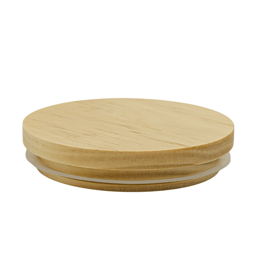 round pine timber candle jar lid on white background