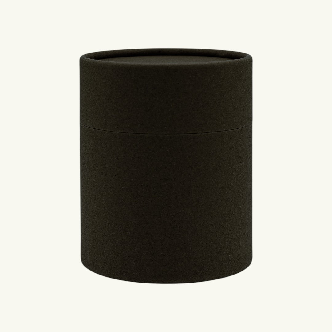 large matte black tube candle packaging