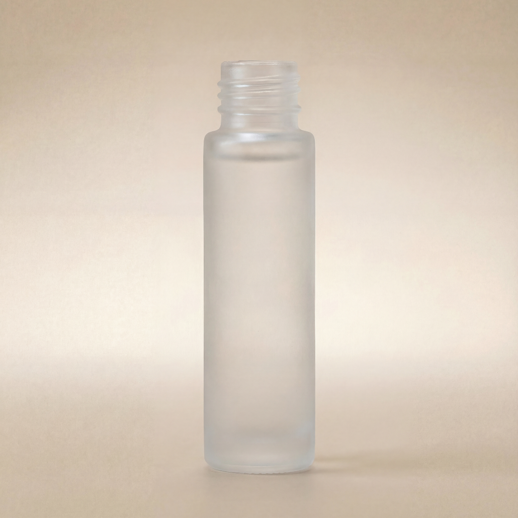 Clear plastic bottle on a beige background
