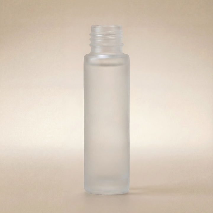 Clear plastic bottle on a beige background