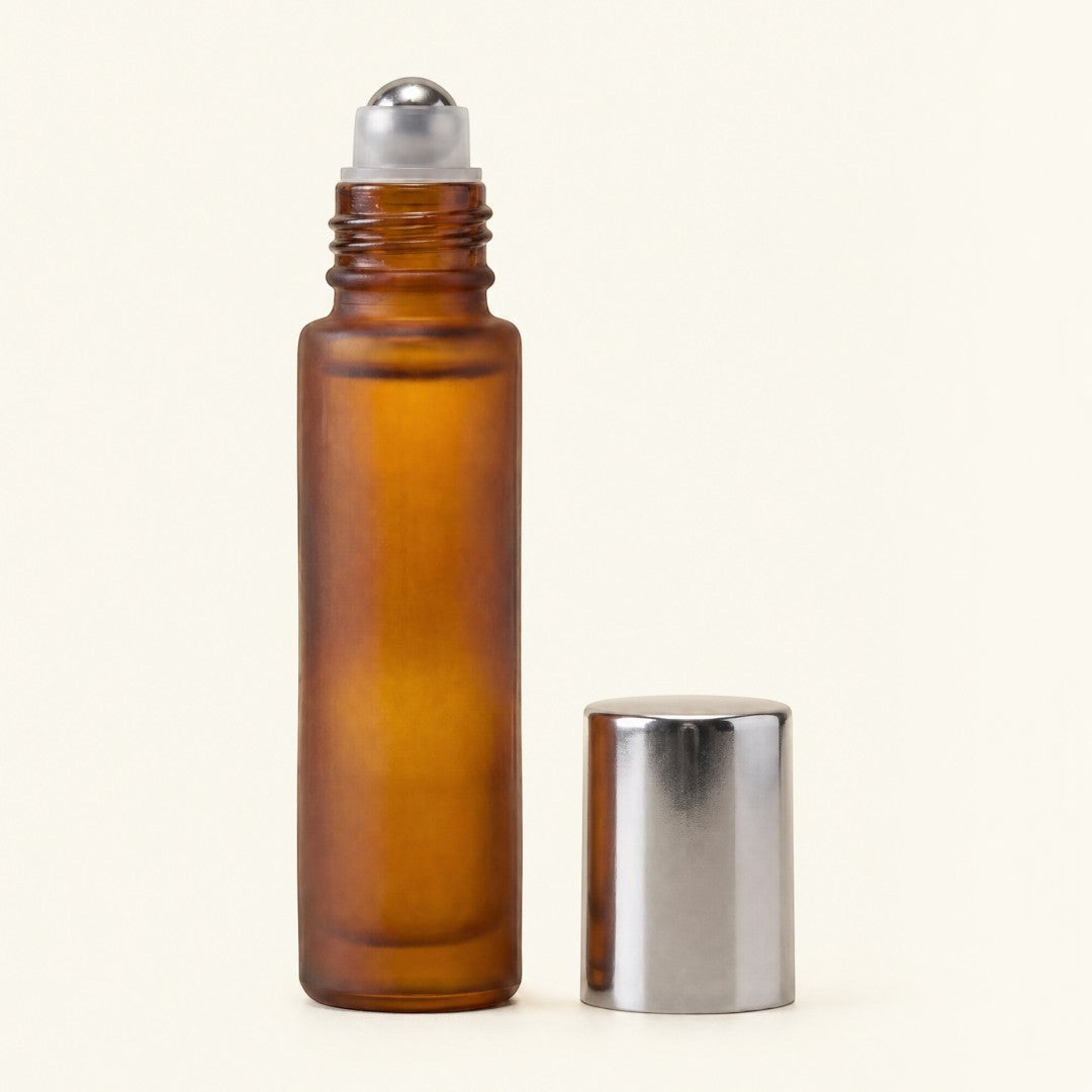 Perfume Bottle - Cylinder - Frosted Amber - 10ml