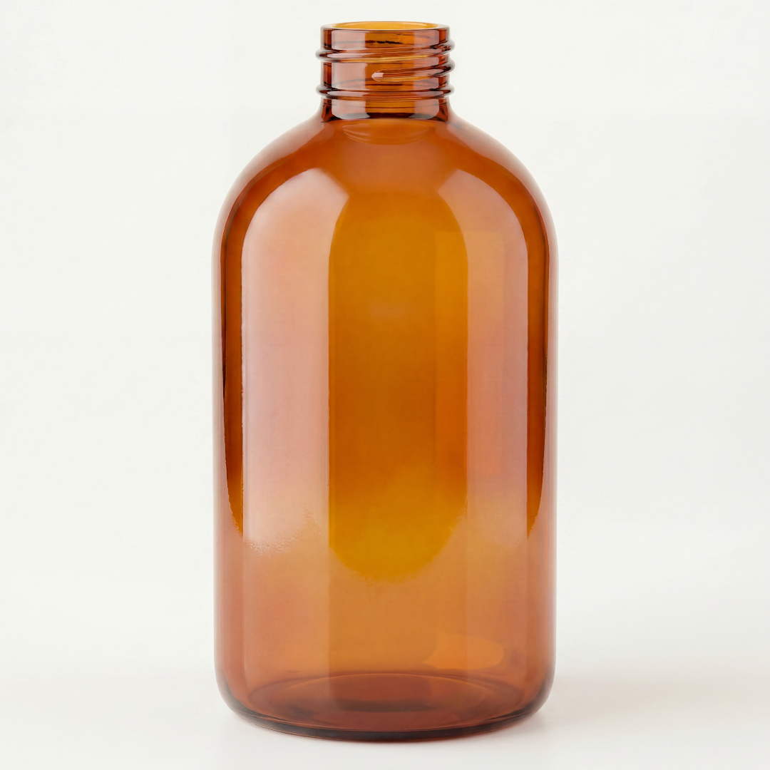 Brown glass diffuser bottle on a white background