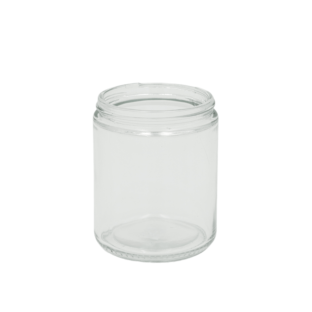 small clear apothecary style candle jar 