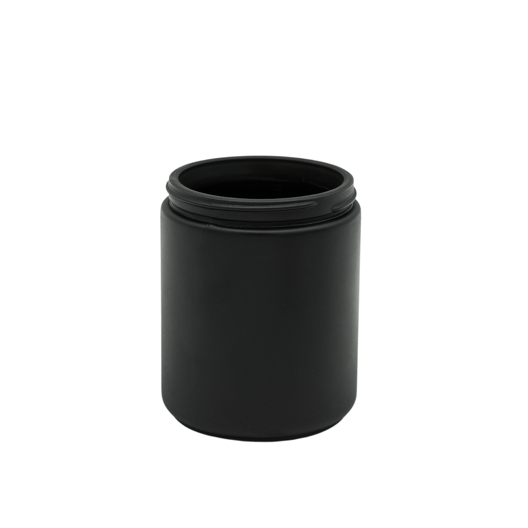 small black apothecary style candle jar