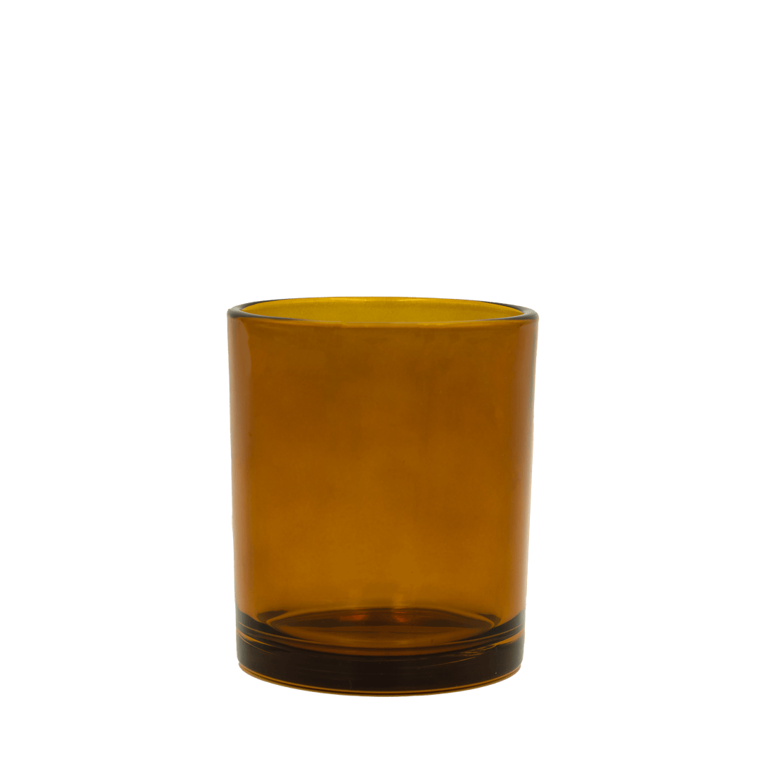 amber glass round candle jar