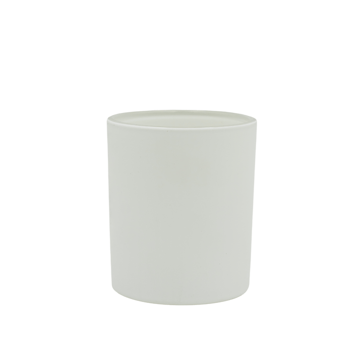 matte white round glass candle jar