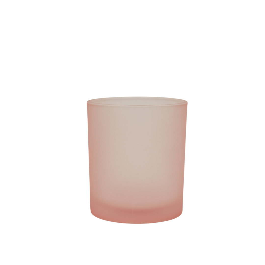 small round frosted pink candle jar oxford style