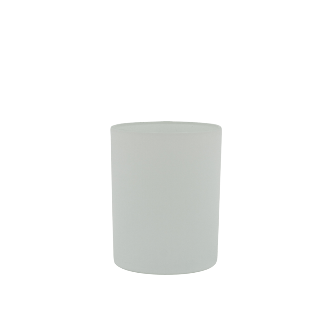 matte white round glass candle jar