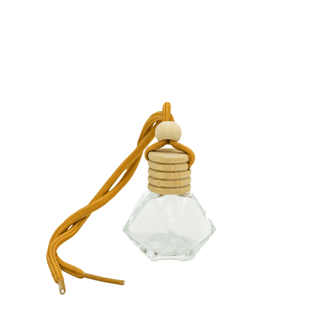 octagon glass base with wooden cap and natural rope