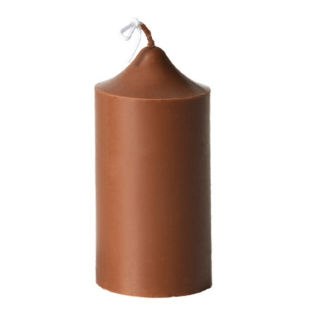 cylinder candle pillar in brown colour on white background br
