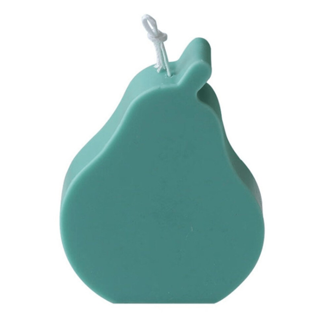 green pear shaped candle on white background