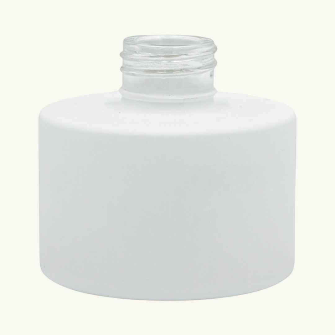 Pure Candle Supplies Melbourne 200ml round matte white glass diffuser bottle with screw top collar.