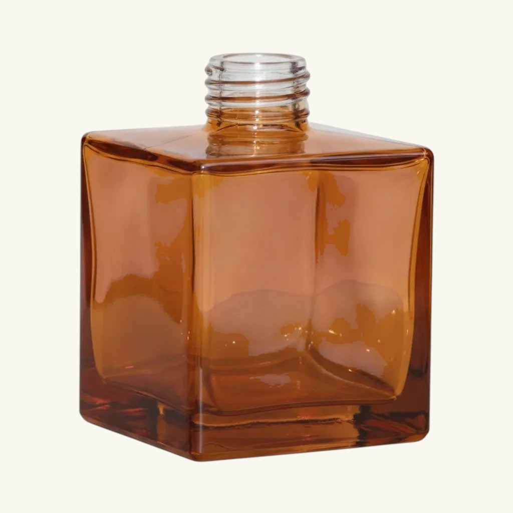 Pure Candle Supplies Melbourne amber glass 200ml square diffuser bottle with screw top collar