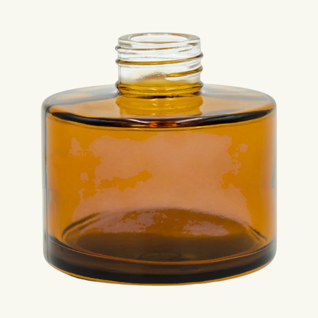Pure Candle Supplies Melbourne amber glass 200ml round diffuser bottle with screw top collar