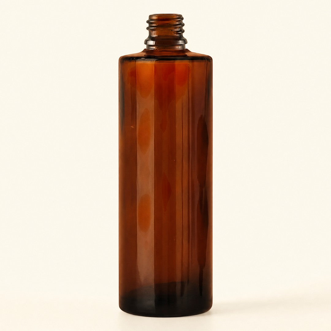 Pure Candle Supplies Melbourne 100ml amber glass cylinder perfume bottle with a threaded neck for mister spray